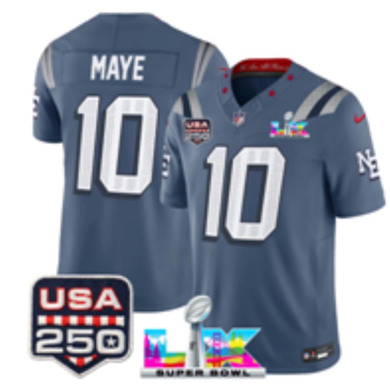 Men 2026 New England Patriots #10 Maye Blue Super Bowl Nike Limited NFL Jersey style 02->new england patriots->NFL Jersey